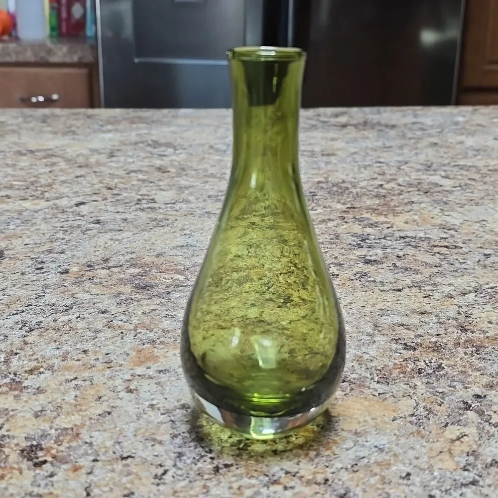 Green  Glass Bud Vase - small